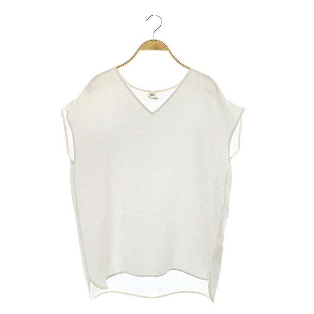 エルメス HERMES シルク Vネック ブラウス フレンチスリーブ プル  