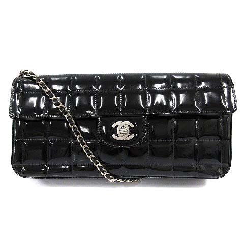 シャネル CHANEL チョコバー ショルダーバッグ パテントレザー ココ 