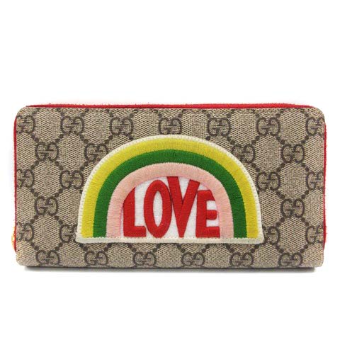 グッチ GUCCI レインボー＆LOVE GGスプリーム GG柄 長財布 ラウンド 