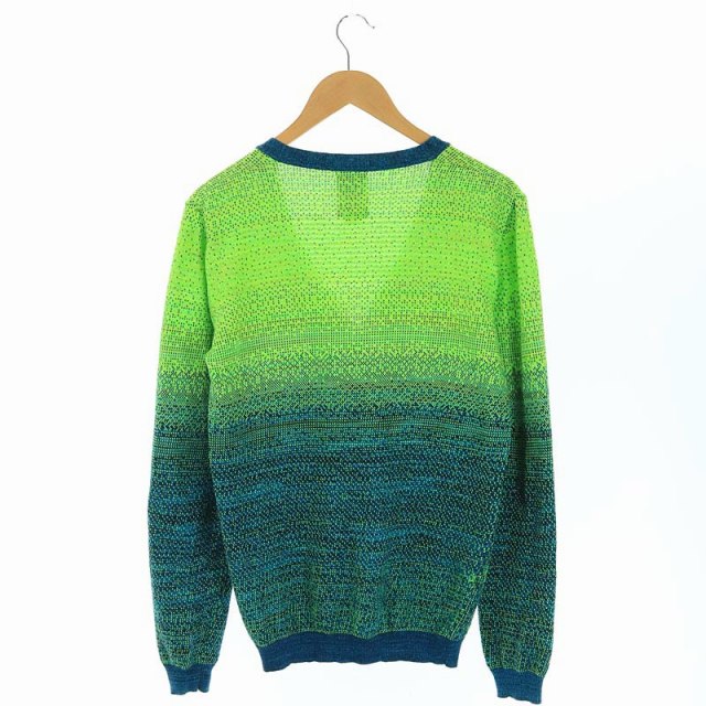 【極美品】ディーゼル　ニット　グリーン　サイズM 総柄　イタリア製　モヘヤ ディーゼル DIESEL グラデーションカーディガン ニット 長袖 V