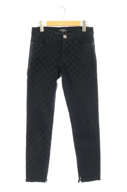 シャネル CHANEL マトラッセステッチ 裾ジップ クロップド デニム 