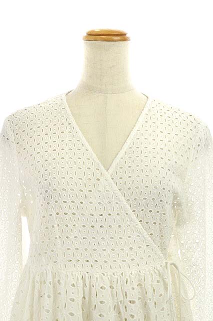 未使用品 トゥモローランド Tomorrowland フィル Fil 19ss コットンボイルカットワークカシュクールワンピース レース ロング 長袖 F 白 ホワイト Hs Os レディース 170 ベクトルパーク