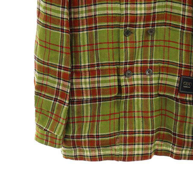 グッチ GUCCI チェック柄 ダブルボタン ジャケット テーラード 48 緑