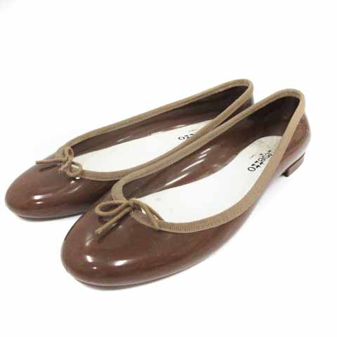 レペットバレエシューズフラットブラックエナメル38 24cm