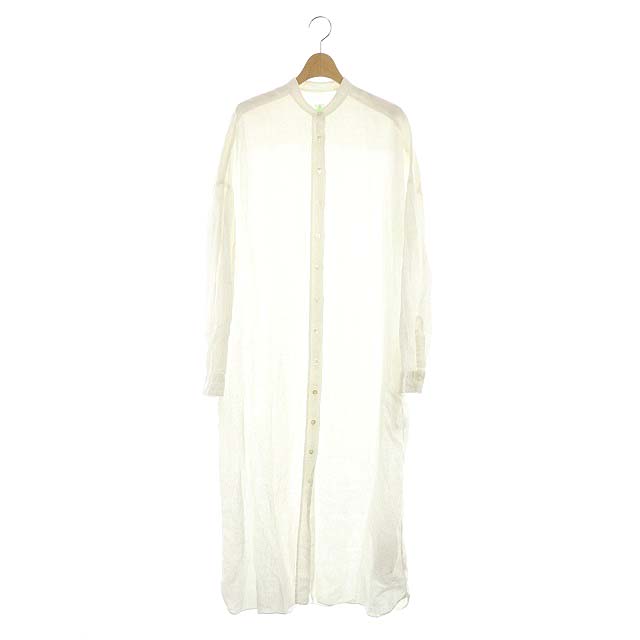 フィナモレ Finamore リネンシャツワンピース ロング バンドカラー 長袖 40 白 ホワイト Df Os レディース 170 ベクトルパーク