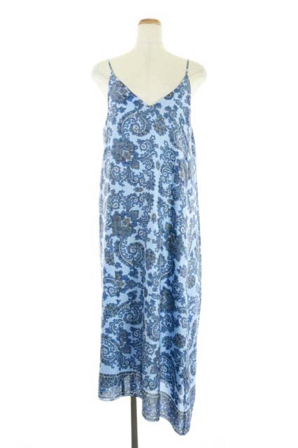 グリーンレーベルリラクシング ユナイテッドアローズ Green Label Relaxing ワンピース キャミワンピ スカーフプリント 総柄 ロング 水色 ライトブルー Ao Os レディース 170 ベクトルパーク