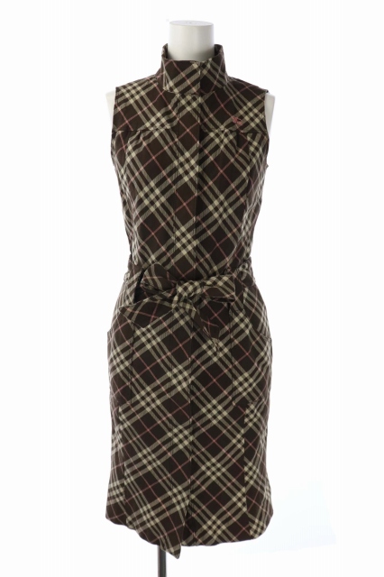 ブルーレーベル】ブラウン×ピンク チェックワンピース 美品