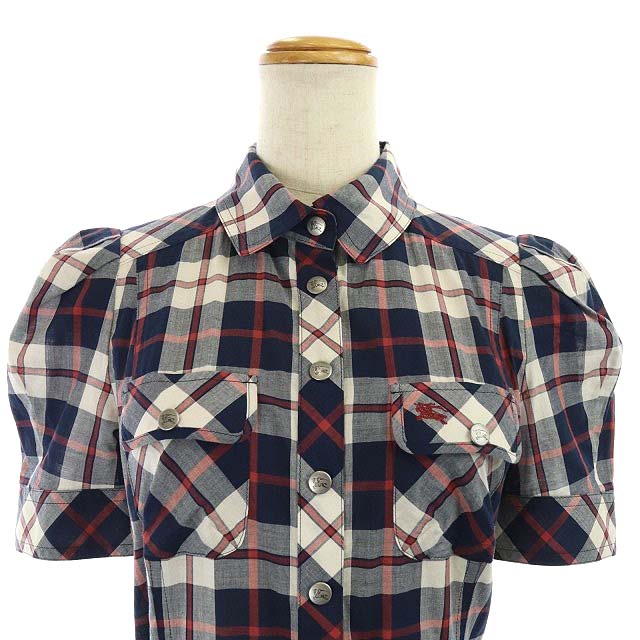 バーバリーブルーレーベル★半袖チェックワンピース　ベルト付き　38 バーバリーブルーレーベル BURBERRY BLUE LABEL チェック 半袖