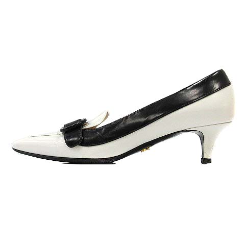 プラダ パンプス レザー ポインテッドトゥ ローヒール 39 26cm 黒