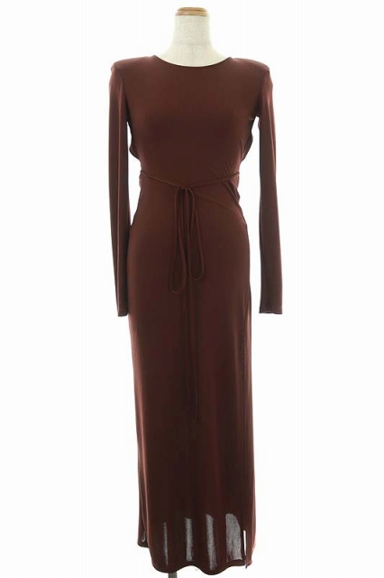 ザラ Zara 背中開きワンピース ロング マキシ丈 バックオープン 長袖 S 茶 ブラウン Df Os レディース 170 ベクトルパーク
