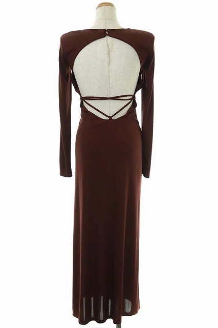 ザラ Zara 背中開きワンピース ロング マキシ丈 バックオープン 長袖 S 茶 ブラウン Df Os レディース 170 ベクトルパーク