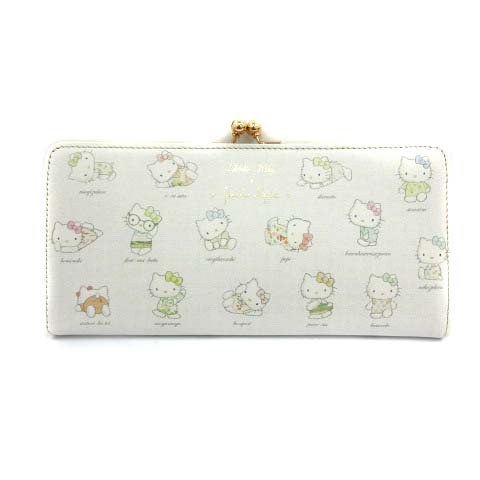フランシュリッペ Franche Lippee ハローキティ コラボ オリプリ図鑑 がま口 長財布 ゴールド金具 白 ホワイト An13 レディース 170 ベクトルパーク