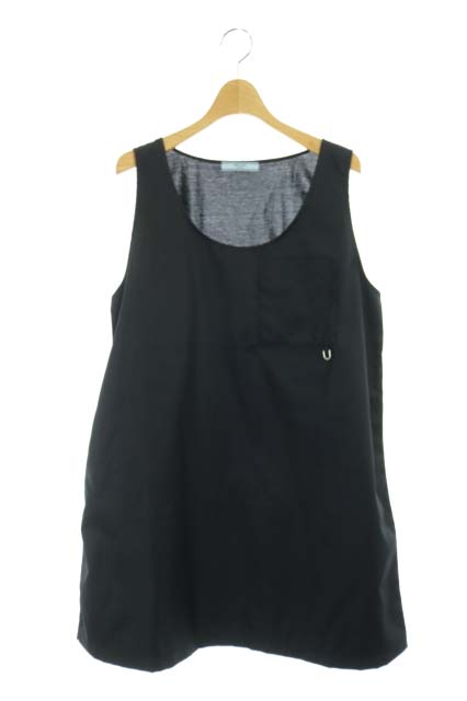 プラダ PRADA ノースリーブワンピース ミニ チュニック 切替 XS 黒 