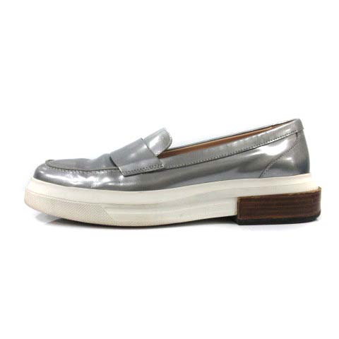 人気メーカー ブランド シルバー色 25cm 38 レザー スリッポン ローファー Tod S トッズ Yo23 レディース Sh レディースシューズ