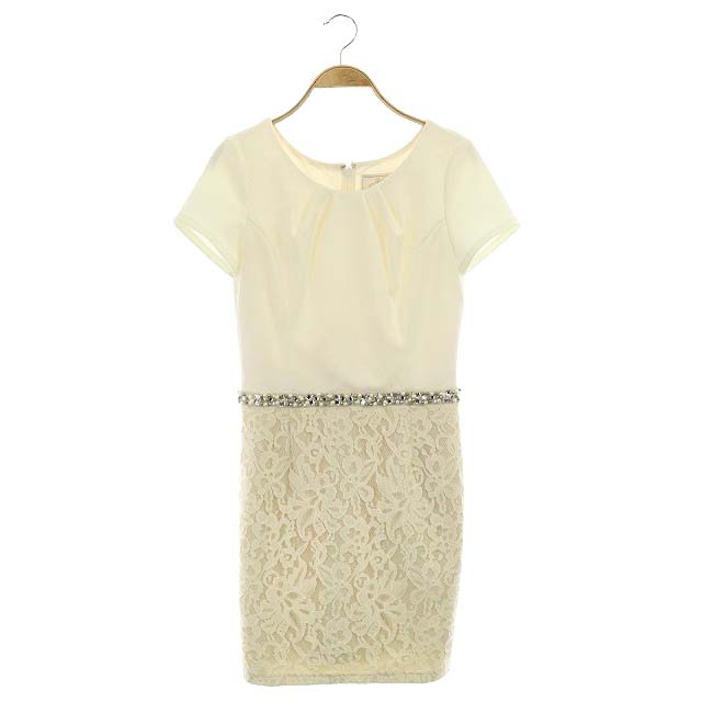 レディ Rady レース切替ウエストビジューワンピース ドッキングワンピース タイト ひざ丈 半袖 S ベージュ アイボリー Hs Os Sh レディース 170 ベクトルパーク