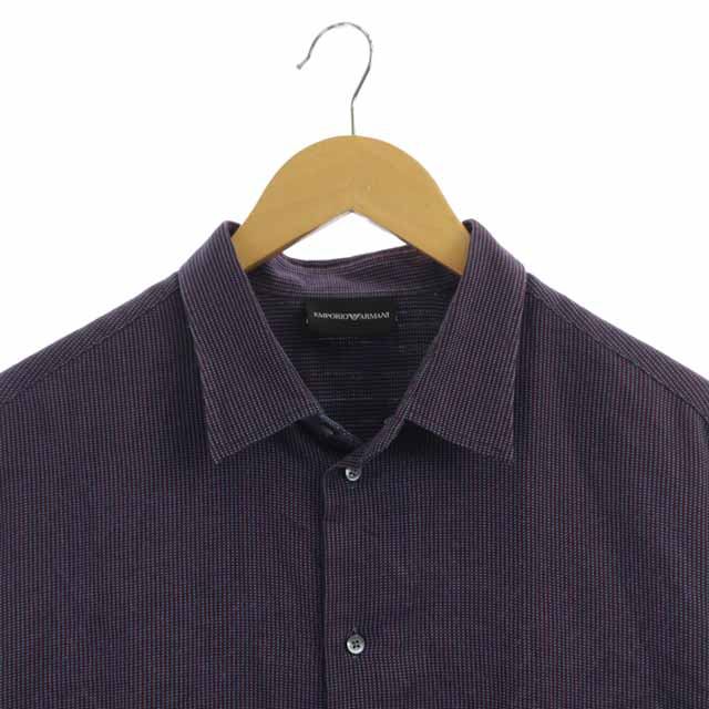 エンポリオアルマーニ Emporio Armani 長袖シャツ 総柄 コットン Xl 赤 紫 レッド パープル Os メンズ 170 ベクトルパーク