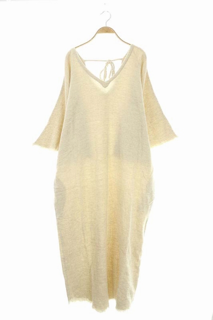 ロンハーマン Ron Herman Rhc リネン混 七分袖 ドルマンスリーブ ワンピース ロング 七分袖 カットオフ Vネック S ベージュ Es Os レディース 170 ベクトルパーク