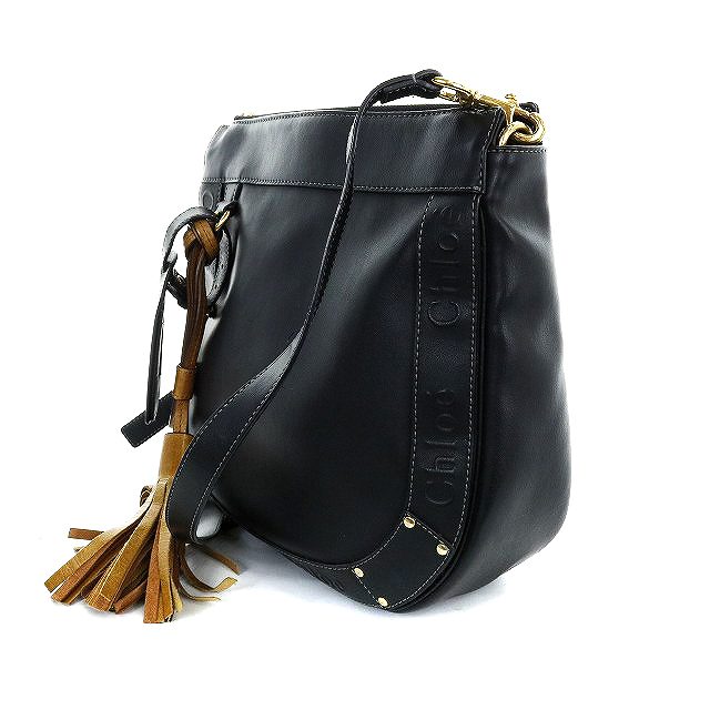 Chloe クロエ エデン 黒 ショルダー ハンド バック タッセル レザー