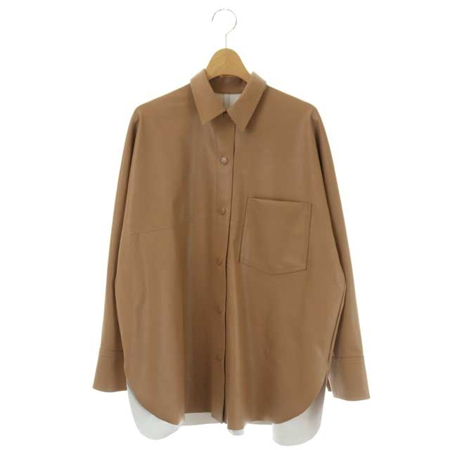 ナノユニバース Nano Universe ヴィーガンレザー シャツ 長袖 前開き 36 茶 ブラウン Cm Os レディース 170 ベクトルパーク