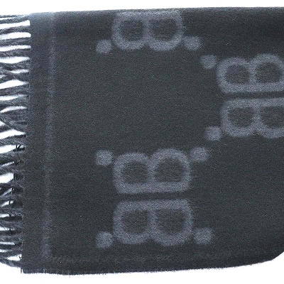 バレンシアガ BALENCIAGA × グッチ GUCCI THE HACKER PROJECT ALL OVER MACRO SCARF マフラー フリンジ カシミヤ モノグラム ロゴ 黒 ブラック 681511420B90116 /AN44 ■OH レディース