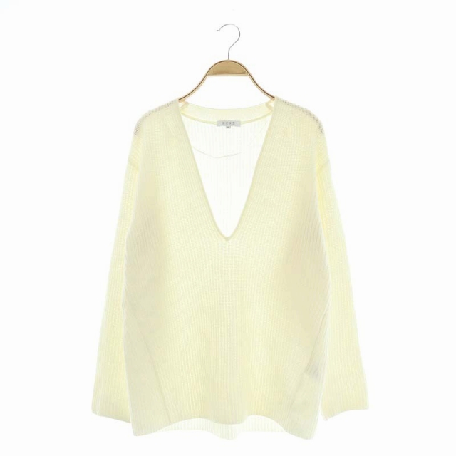 プラステ Plst 21aw ニット セーター プレシャスウール ディープ Vネック 長袖 M 白 ホワイト Ao Os レディース 170 ベクトルパーク