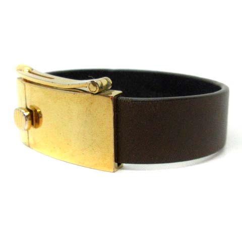 CÉLINE ブラウンレザーバングル CELINE レザー ブレスレット バングル