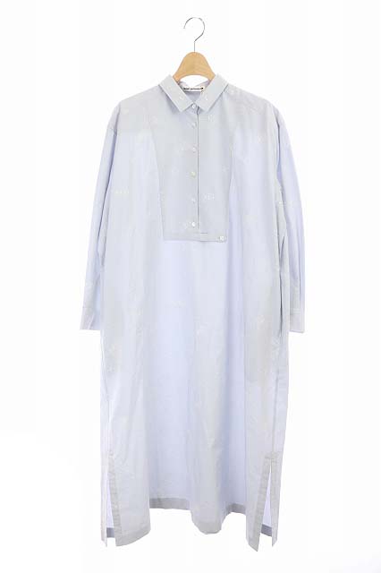 未使用品 ミナペルホネン Mina Perhonen 21aw Choucho シャツワンピース ロング 長袖 刺繍 38 ライトグレー Za3854 Es Os レディース 170 ベクトルパーク