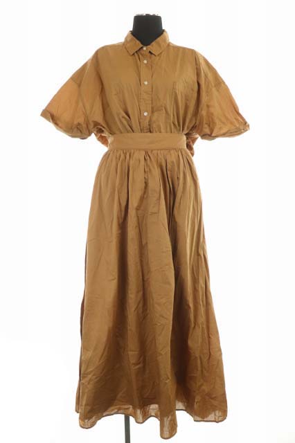 ミラオーウェン Mila Owen シャツワンピース ロング 半袖 インナー付き 0 茶 ブラウン Nr レディース 170 ベクトルパーク