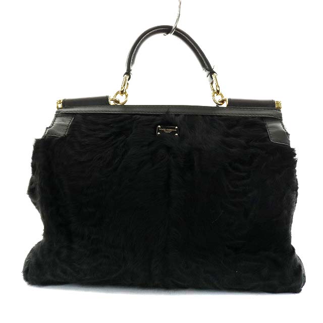 本物保証 ドルチェ ガッバーナ ドルガバ レディース Sh An9 ブラック 黒 チャーム ハート ゴールド金具 ファー ハンドバッグ Dolce Gabbana ハンドバッグ Www Tribuna Org Mx