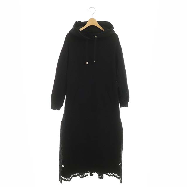 大人の上質 切替 ロング 裏毛パーカーワンピース Wear Style Life 21aw Continental Grace グレースコンチネンタル 刺繍 レディース Os Df ブラック 黒 36 長袖 ワンピース Www Ntfw Org