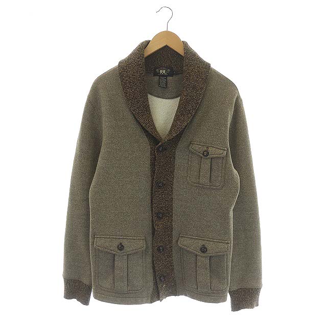 ダブルアールエル Rrl ショールカラー スウェット ジャケット 切替 裏起毛 S 茶 ブラウン Mf Sh メンズ 170 ベクトルパーク