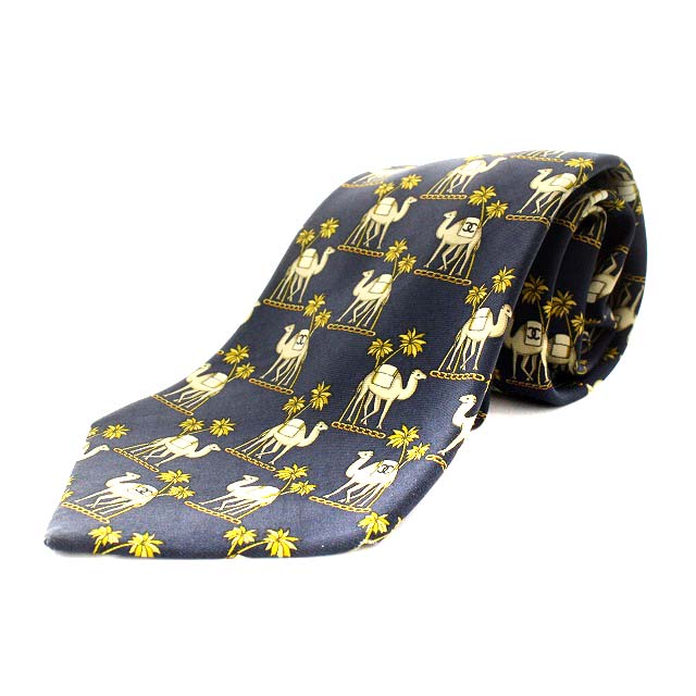 シャネル CHANEL ココマーク ワイドタイ ネクタイ シルク ラクダ柄 総