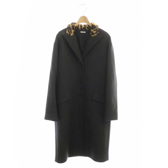ミュウミュウ miumiu 18AW レオパード襟 チェスターコート ロング 