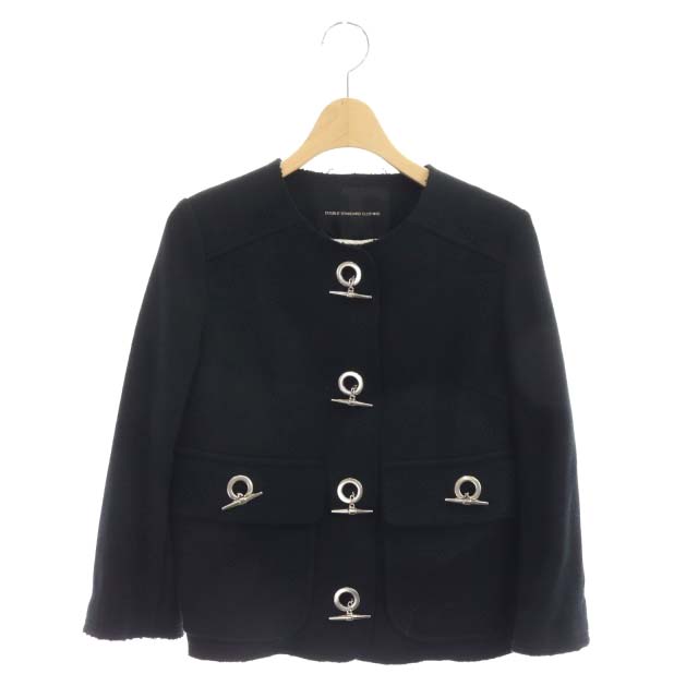 ダブルスタンダードクロージング ダブスタ DOUBLE STANDARD CLOTHING ノーカラージャケット 切りっぱなし カットオフ 黒 ブラック /AO ■OS レディース 割引クーポン有 ダブルスタンダードクロージング ノーカラージャケット 黒 ノーカラージャケット