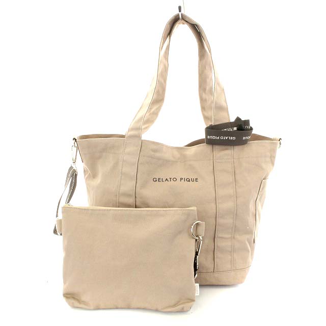 ジェラートピケ Gelato Pique 21ss ママバッグ ショルダーバッグ トートバッグ ポーチ付き キャンバス ロゴ ピンク An6 レディース 170 ベクトルパーク