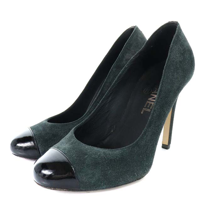 シャネル CHANEL パンプス スエード エナメル 切替 ハイヒール ココ  