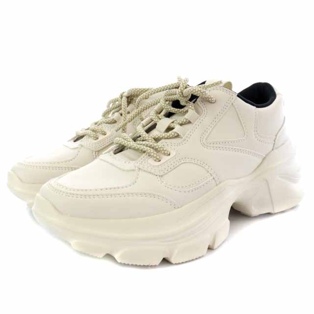 未使用品 ザラ Zara チャンキーソール プリムソール スニーカー シューズ レースアップ 38 24cm アイボリー Ry22 レディース 170 ベクトルパーク