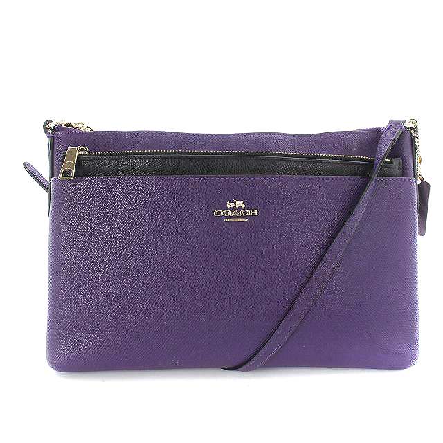 コーチ COACH ショルダーバッグ レザー ポーチ付き 紫 パープル 黒 