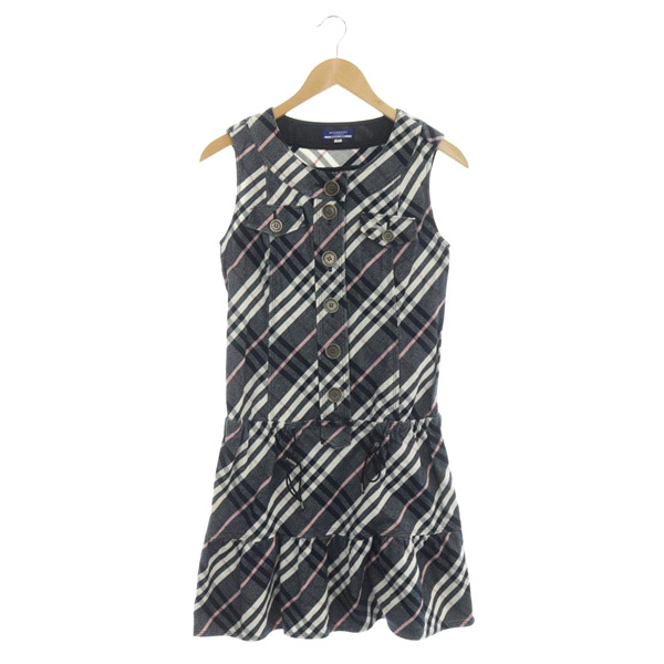 バーバリーブルーレーベルチェック柄ノースリーブミニワンピースサイズ
