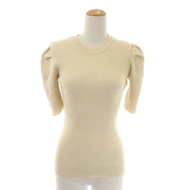 ナノユニバース Nano Universe 五分袖リブニット セーター プルオーバーデザイン F ライトベージュ Cm Os レディース 170 ベクトルパーク