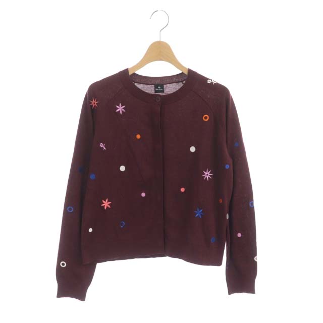 ポールスミス PAUL SMITH PS 刺繍カーディガン ニット コットン M 茶 
