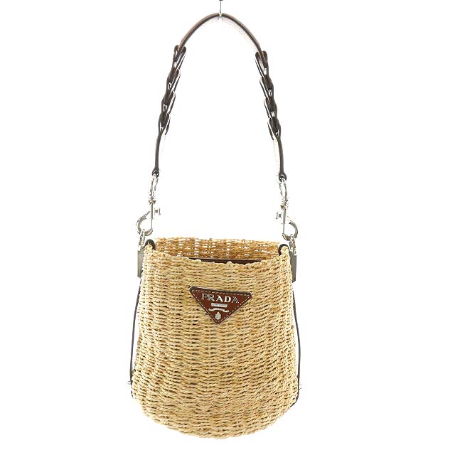 プラダ PRADA 22SS MAIS +VITELLO ラフィアショルダーバッグ ワン  