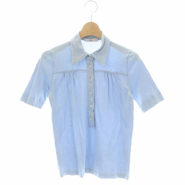 プラダ PRADA ポロシャツ カットソー 半袖 M 水色 ライトブルー /AO 