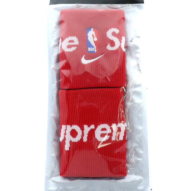 未使用品 ナイキ NIKE SUPREME NBA リストバンド 赤 レッド □SH