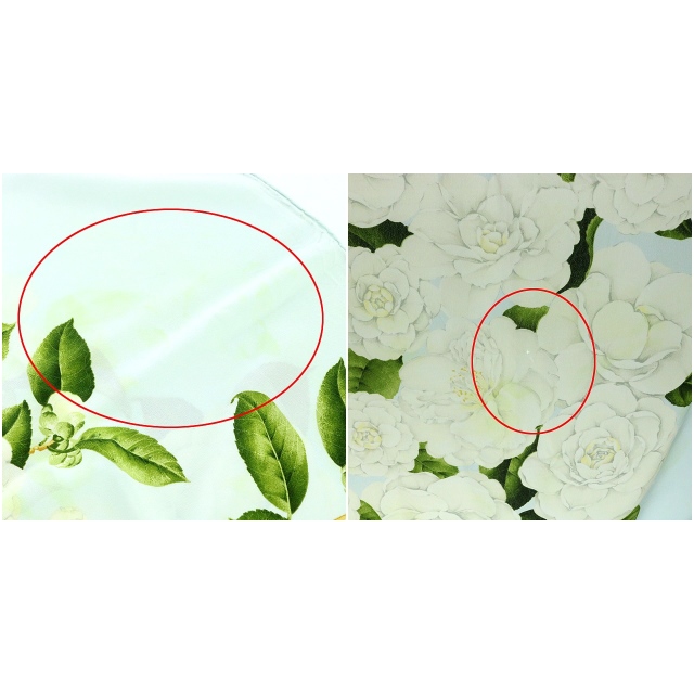 CHANEL 花柄シルクスカーフ 緑/白