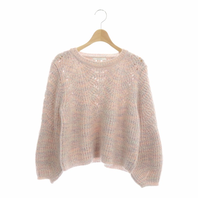 アナイ Anayi ミックスカラー ニット セーター 長袖 ボリューム袖 38 ピンク マルチカラー Nr Os レディース 170 ベクトルパーク