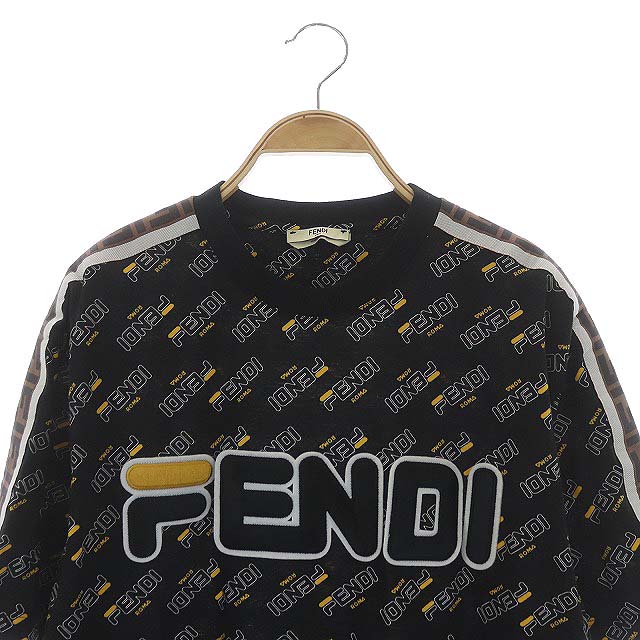 FENDI フェンディ ストレートパンツ ビッグサイズ ロゴ ブラック FENDI (フェンディ) モノグラムロゴ パンツ メンズ S M L 1XL