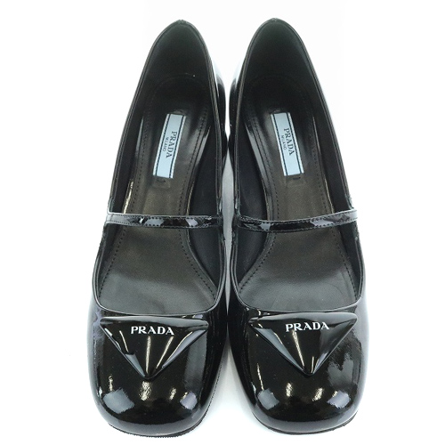 プラダ PRADA パンプス スクエアトゥ ストラップ チャンキー