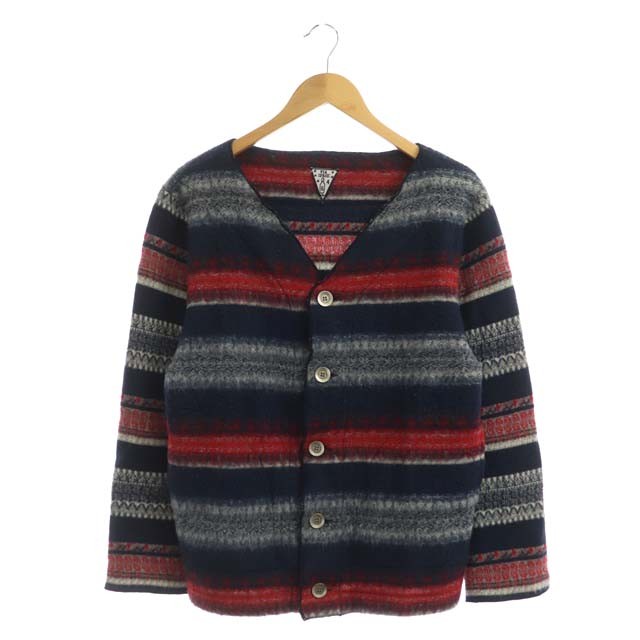 ヴィアスペア Via Spare ニットボーダーカーディガン 長袖 前開き 総柄 S 紺 赤 グレー Cm Os メンズ 170 ベクトルパーク ヴィアスペア Via Spare ニットボーダーカーディガン 長袖 前開き 総柄 S 紺 赤 グレー Cm Os メンズ 170 ベクトルパーク