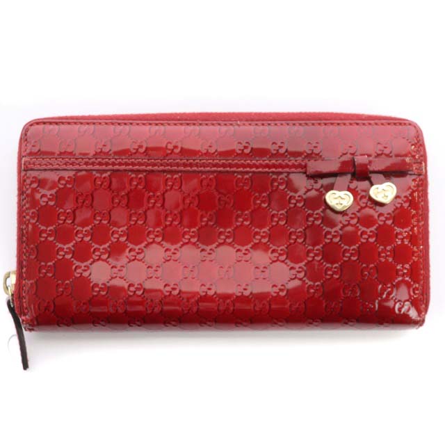グッチ GUCCI 長財布 マイクロGG柄 ラウンドファスナーエナメル 